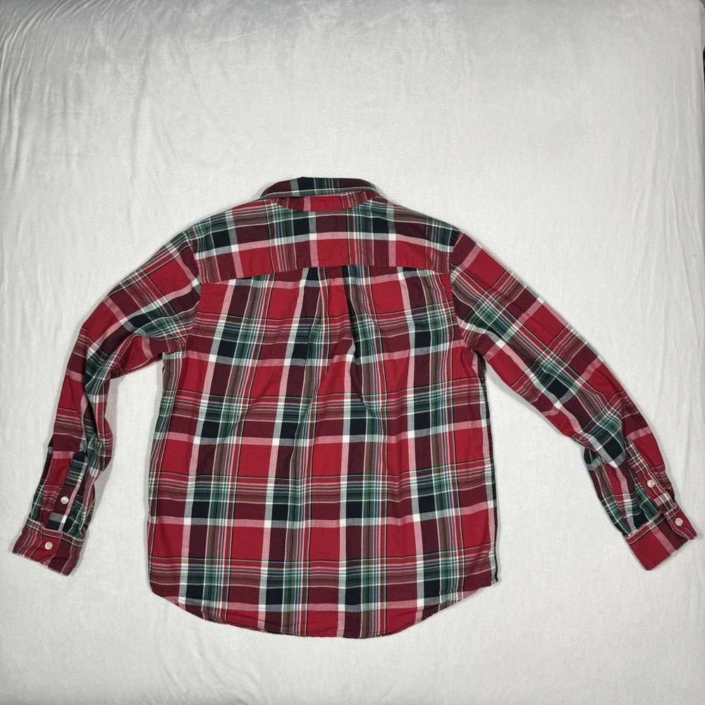 Ralph Lauren Plaid Shirt‎ L (14-16) Button Down Long Sleeve Red Green